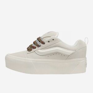 Vans Knu Stack Old Skool Chunky 90s White Sneakers with Multicolor Laces - new